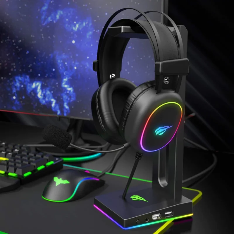h2016d rgb wired gaming headset with stereo surround sound and hd microphone
